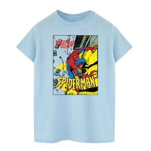 Spider-Man Mens Climbing Wall Cotton T-Shirt / Baby Blue